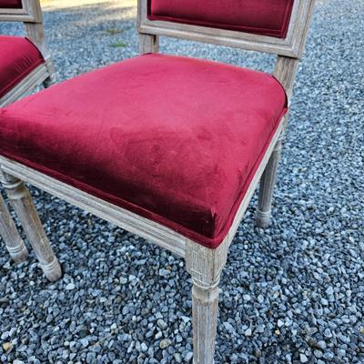 Two Red Plush Side Chairs  (S-JS)