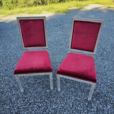 Two Red Plush Side Chairs  (S-JS)