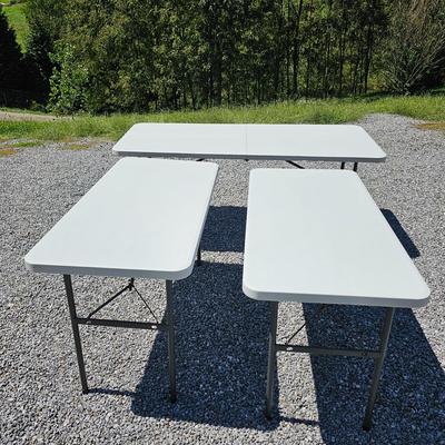 Three Plastic Folding Tables  (S-JS)