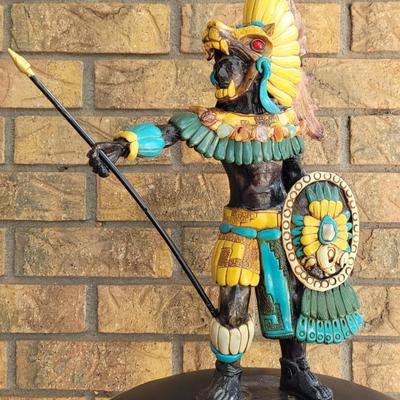 #20: Vintage Jaguar Aztec Warrior with Real Gemstone Accents