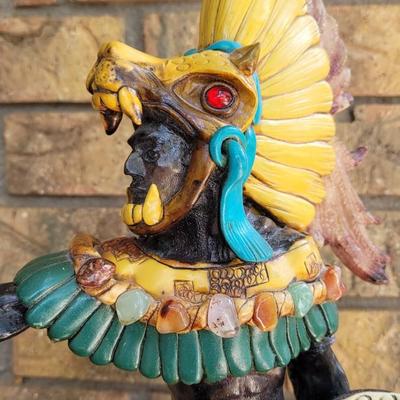 #20: Vintage Jaguar Aztec Warrior with Real Gemstone Accents