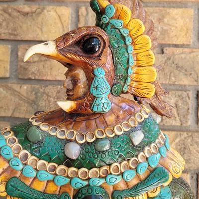 #21: Vintage Aztec Eagle Warrior with Real Gemstone Accents
