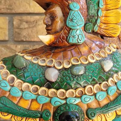 #21: Vintage Aztec Eagle Warrior with Real Gemstone Accents