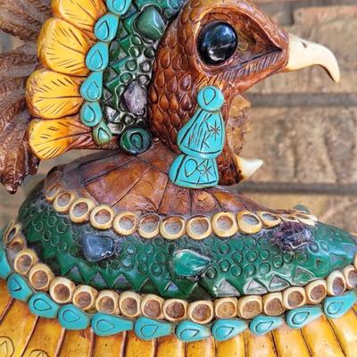 #21: Vintage Aztec Eagle Warrior with Real Gemstone Accents