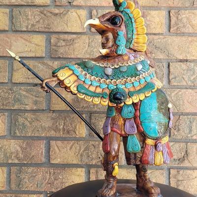 #21: Vintage Aztec Eagle Warrior with Real Gemstone Accents