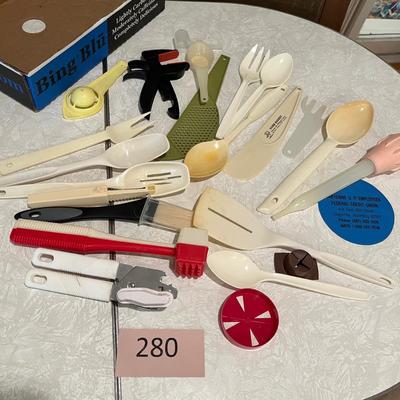 Variety of Kitchen utensils plastic