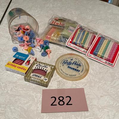 Vintage birthday cake candle holders + more