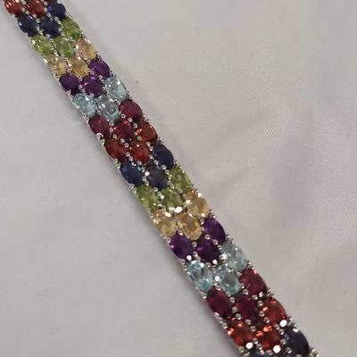 Sterling Silver Rainbow Gemstone Jewelry (B4-BBL)