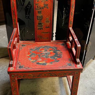 RED Lacquer Dragon THROWN 