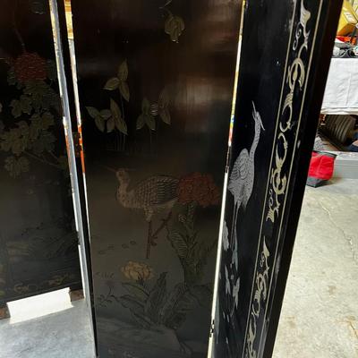 Large ASIAN Screen 4 Panels with Bird