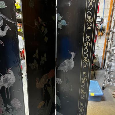 Large ASIAN Screen 4 Panels with Bird