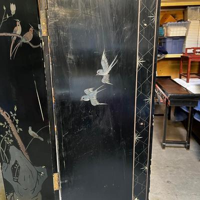 Large ASIAN Screen 4 Panels with Bird