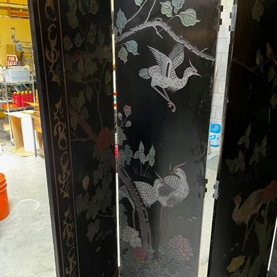 Large ASIAN Screen 4 Panels with Bird