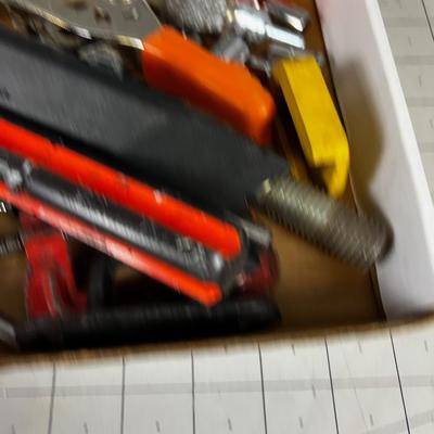  Tray full of Misc. Garage Tools; Drill bits, Screw drivers, Boring bits and Sockets. 