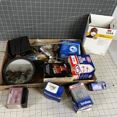 Tray of Auto Parts and related Tools 