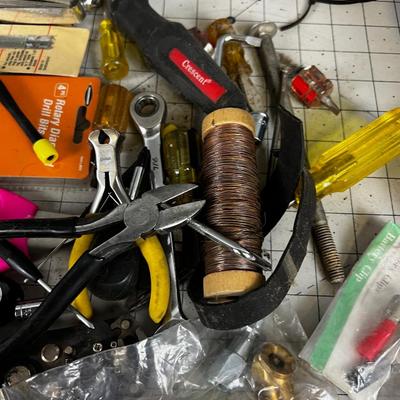 Tray of Misc. Hand Tools: Stripper, Crimper, Side Cutter and Wrench 