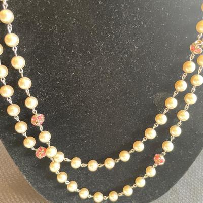 3 faux pearl necklaces with earrings