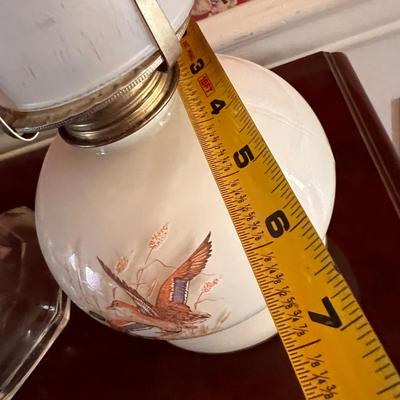 2 Vintage Glass Oil Hurricane Lamps