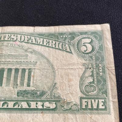 1963 SERIES RED SEAL FIVE DOLLAR BILL
