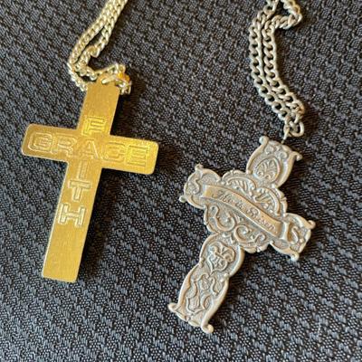 2 cross necklaces