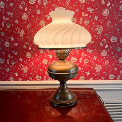 Vintage Brass Electrified Hurricane Lamp