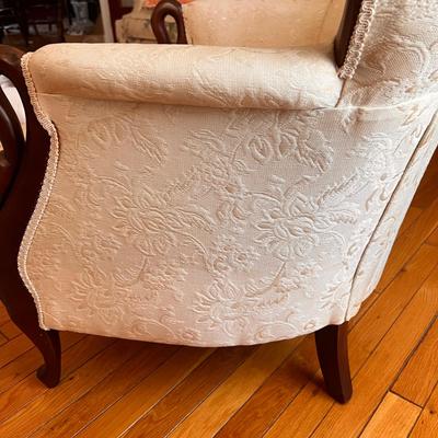 Antique Ivory Channel Back Chair Carved Swan Armrests