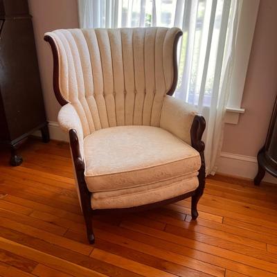 Antique Ivory Channel Back Chair Carved Swan Armrests