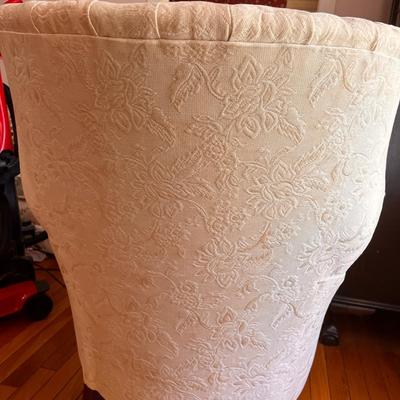 Antique Ivory Channel Back Chair Carved Swan Armrests