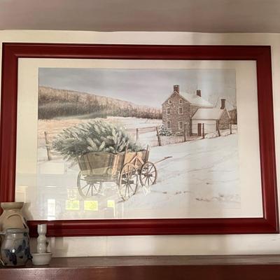 Large Framed Print "Bringing Home The Christmas Tree" by Daniel Campanelli
