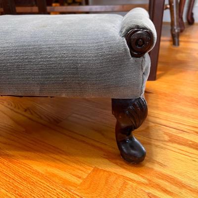 Vintage Wood & Brass Butlers Table & Footstool