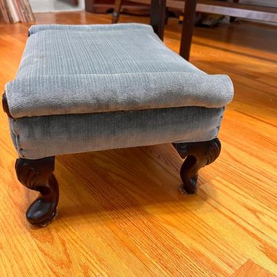 Vintage Wood & Brass Butlers Table & Footstool