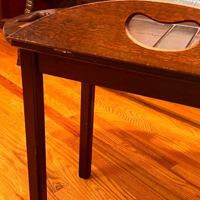 Vintage Wood & Brass Butlers Table & Footstool