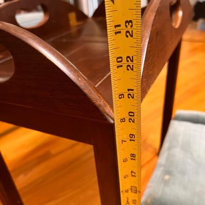 Vintage Wood & Brass Butlers Table & Footstool