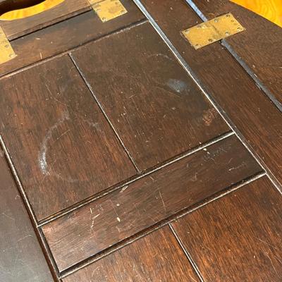 Vintage Wood & Brass Butlers Table & Footstool
