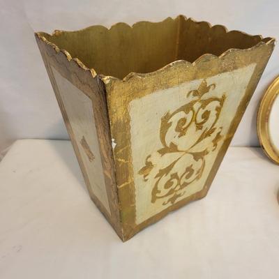 Framed Dried Flowers and an Italian Waste Bin (M-DW)