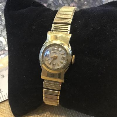 Vintage LONGINES 10KT Gold Filled Apex Ladies Watch=Spandex Band-Not Running