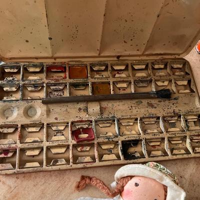 Antique Vintage Kids Lot - Toys, Dolls, Rocking Chair, Paint Set