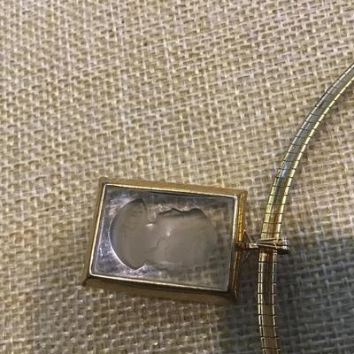 Vintage  Reverse Intaglio Glass Cameo Pendant