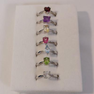 Sterling Silver Stackable Gemstone Rings and More (B4-BBL)
