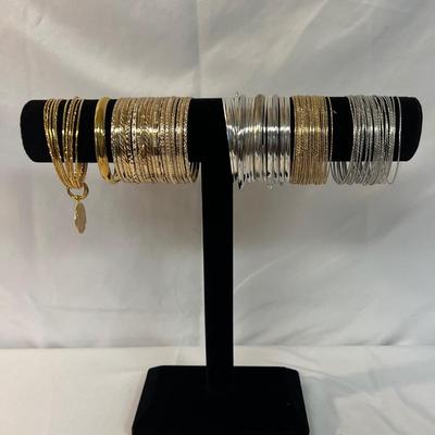 Silver and Gold Bangle Bracelets (B4-MK)