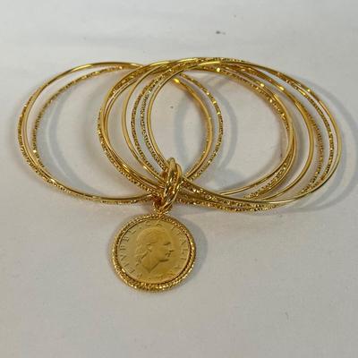 Silver and Gold Bangle Bracelets (B4-MK)