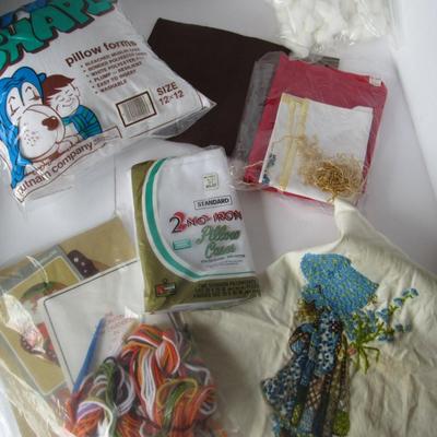 Lot 380: Lot of Handiwork Crafts, Pillow Cases, Pillow Form
