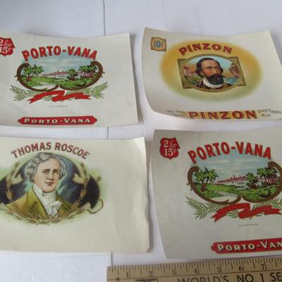 Lot 388: 4 Vintage Colorful Cigar Box Art