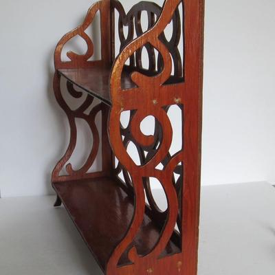 Lot 395: Fancy Old Wood Wall Shelf