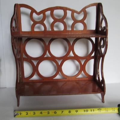 Lot 395: Fancy Old Wood Wall Shelf