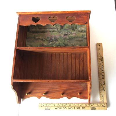 Lot 399: Nice Wood Wall Shelf With Cut Out Hearts
