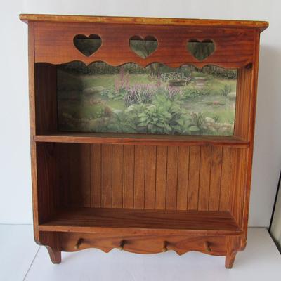 Lot 399: Nice Wood Wall Shelf With Cut Out Hearts