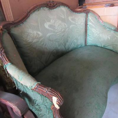 Lot 408:  Antique Settee For Refinishing, Read Description and See Photos