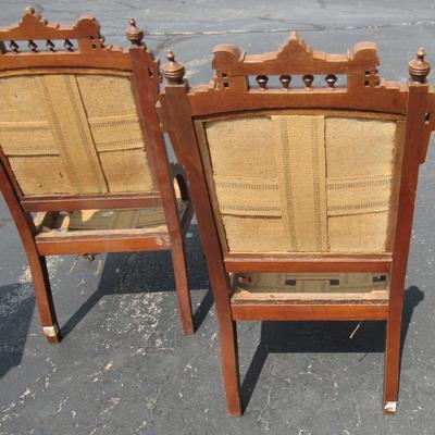 Lot 411:  Pair of Matching Antique East Lake Chairs For Refinishing