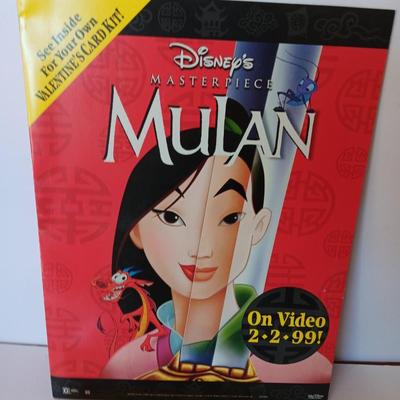 Mulan Sealed collectible VHS movie - Valetines cards in Masterpiece folder and a Collectible Mulan pin.